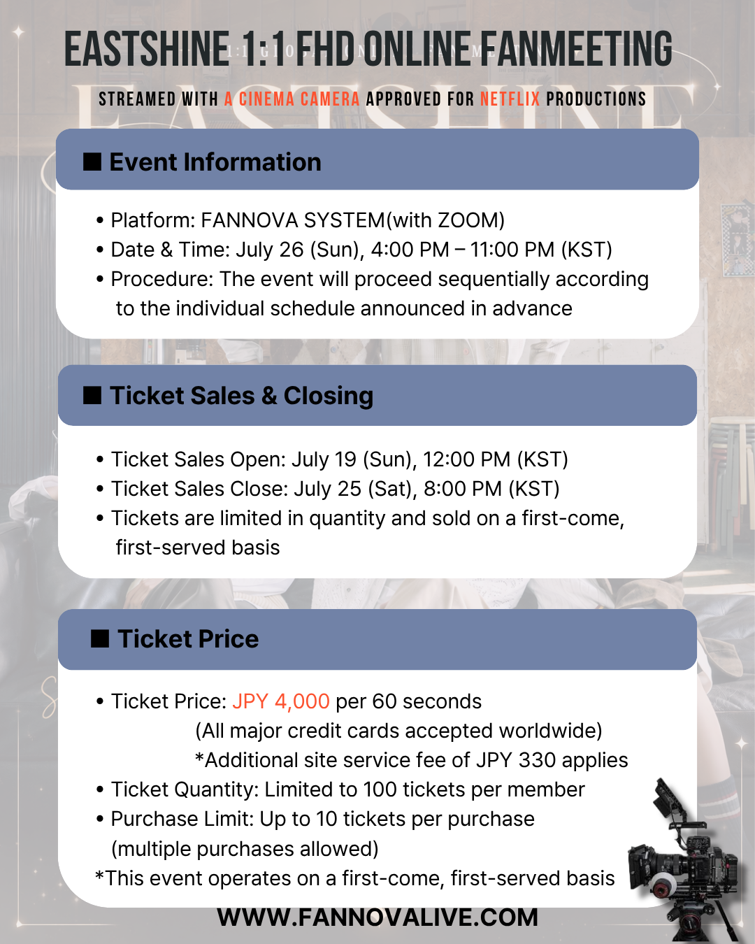 EASTSHINE 'DONGJAE' 1:1 FHD VIDEO CALL(7/26_PM4:30~)