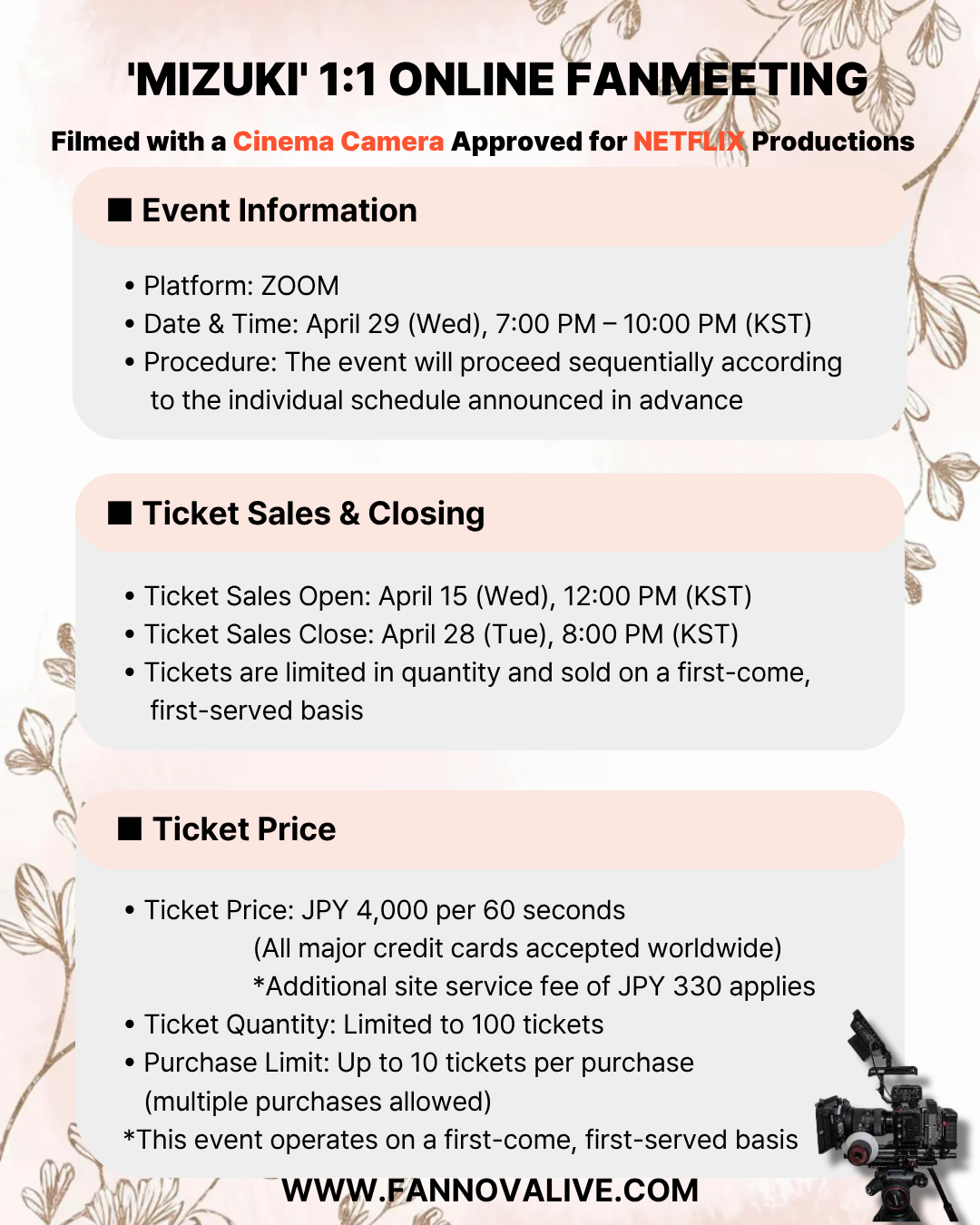 'MIZUKI'  1:1 FHD ONLINE FAN MEETING(4/29_PM7~)